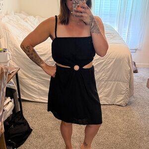 Aakaa Black Cutout Ring Detail Mini Dress